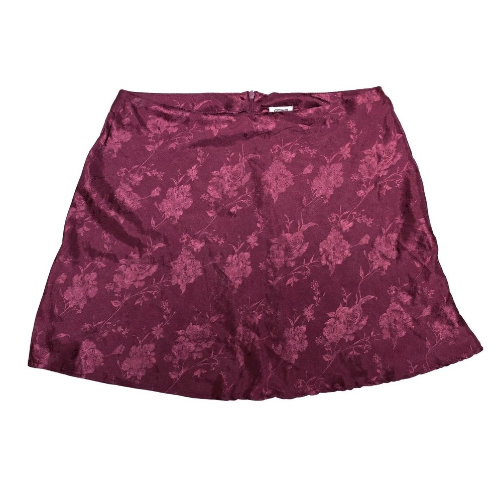 Cotton‎ On Burgundy Satin Floral Mini Skirt Womens M Y2K Coquette Romantic Wine